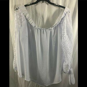 Cotton Express White Blouse W/Lace 3XL